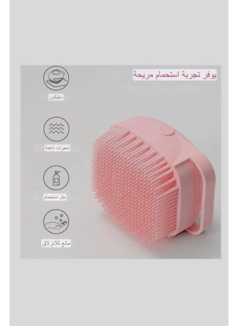 Pink silicone bath brush, 85x55x79mm - Image 3